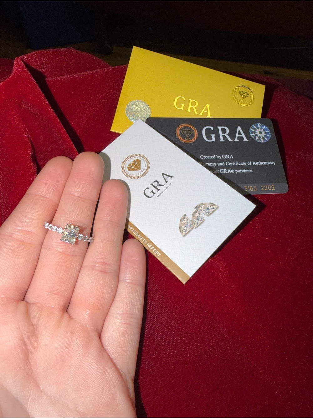 White Gold plated Solitaire Moissanite Ring  with crystal pave band